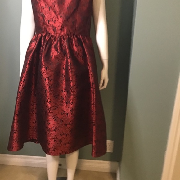Red and Black Jacquard Party Dress NWOT - Picture 2 of 5